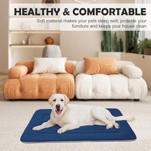 Dog Beds Soft Dog Crate Bed Pad Mat (36.0"L x 23.0"W x 1.2"Th / Dark Blue)