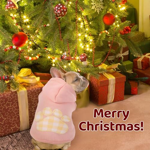 Dog Hoodie Flannel Pet Hooded Sweater with Hat Puppy Pullover Sweater Shirt (Small / Pink)