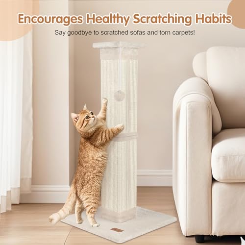 Cat Scratching Post 33 inch for Indoor Cats (Beige)
