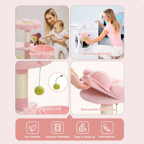 Cactus Cat Tree for Kittens & Small Cats (Pink)