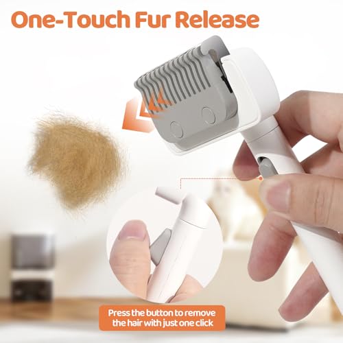 Cat Brush for Long Haired Cats (White - No Spray Comb)