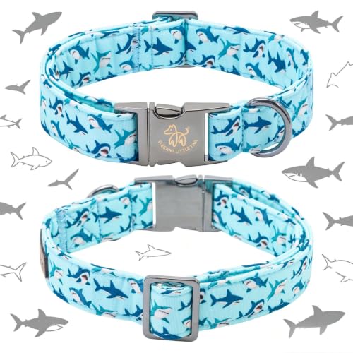 Dog Collar Boy Shark Print Dog Collar with Bow Tie (Summer Shark / Small (Pack of 1))