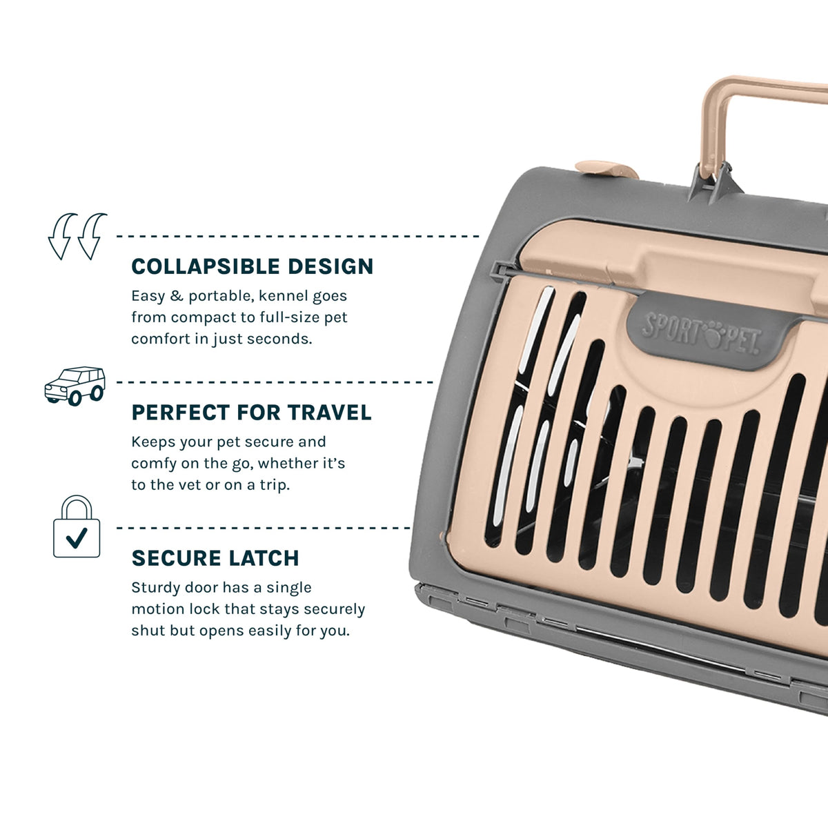 Foldable Travel Cat Carrier (A) Large Carrier (Tan & Gray))