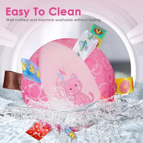 Dog Squeaky Plush Toy with Straps (Pink)