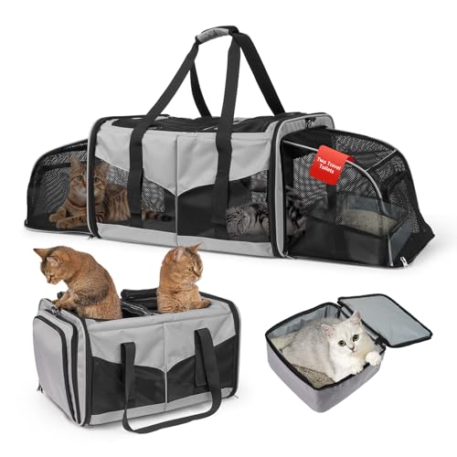 Cat Carrier for 2 Cats (Gray)