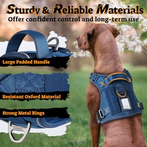 Tactical Dog Harness for Large Dogs (Xl(chest:23.6"-41.8",neck:21.7"-32.3",back:9.1") / Blue)