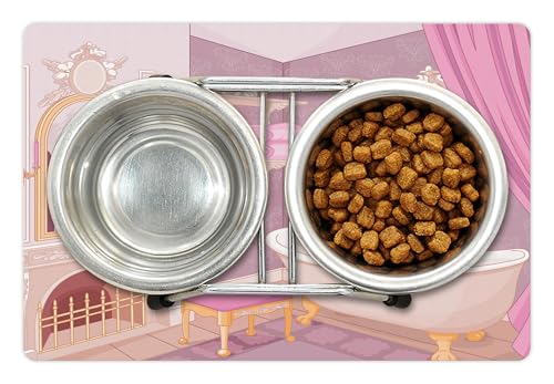 Feminine Pet Mat for Food and Water (Beige Pink)
