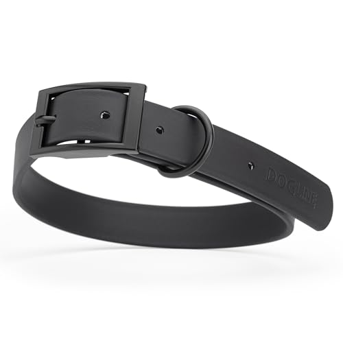 Biothane Waterproof Dog Collar Strong Coated Nylon Webbing with Black Hardware Odor (W1" x L22"-25" / Black)