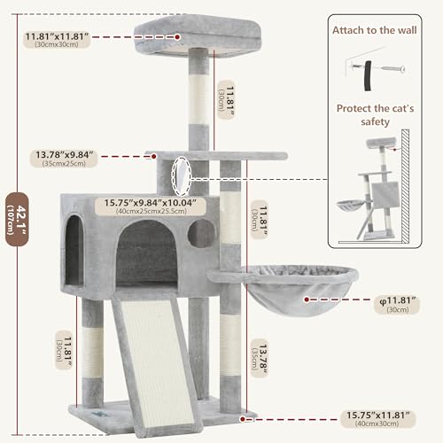 Cat Tree Tower 42'' with Condo (Light gray / 42 inch)