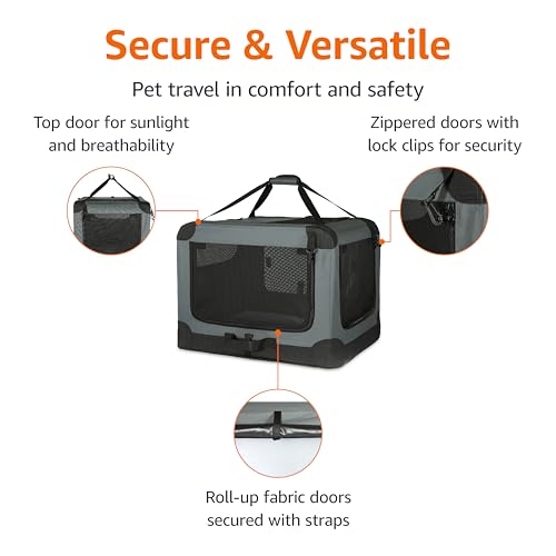 Portable Folding Soft Dog Crate (Grey / 26.0"L x 18.0"W x 18.0"H)