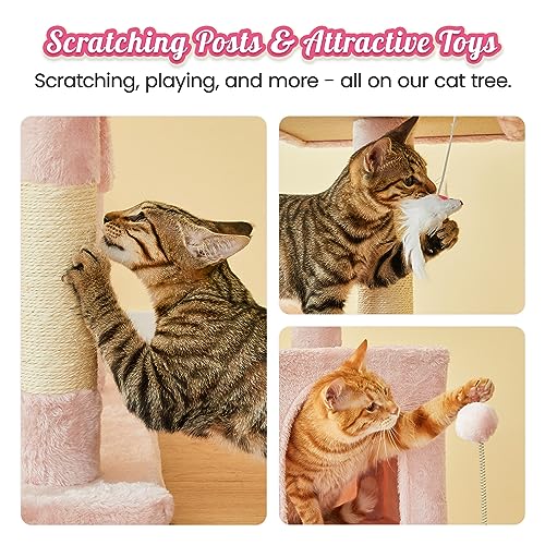 70.1 Inch Pink Large Cat Tree (70.1 in / Pink)
