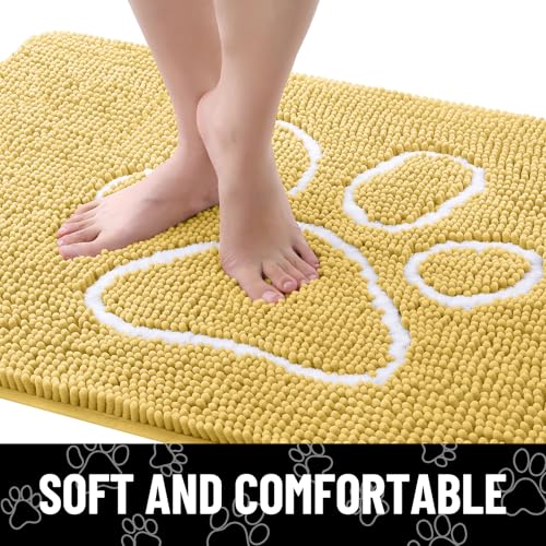 Dog Door Mat for Muddy Paws (48"X30" / Yellow and White)