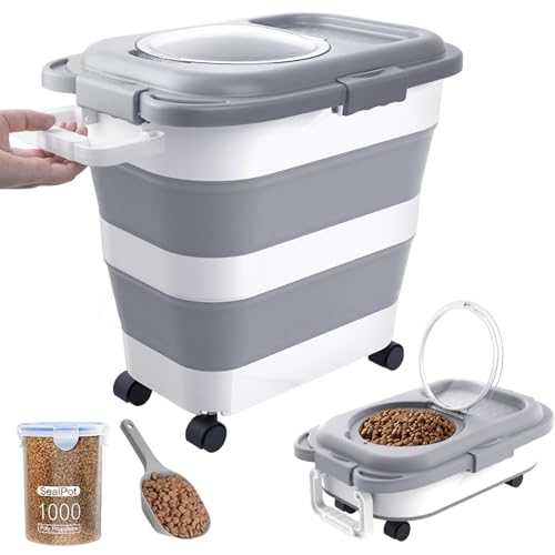 25 28Lbs Dog Food Storage Container Airtight (Grey/25-28 Lbs)