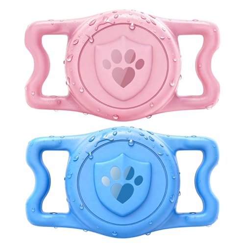 IP68 Waterproof AirTag Holder for Dog Collar (Pink&Blue)