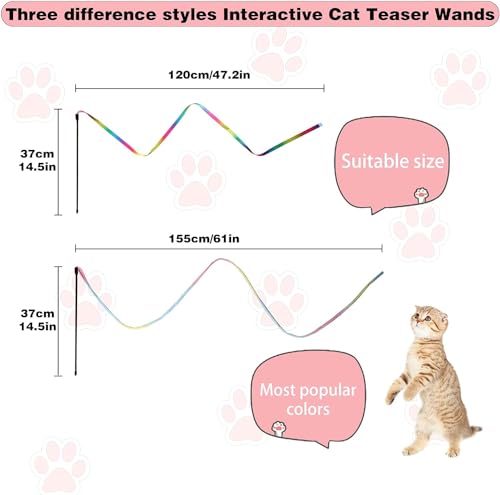 Cat Wand Toys Interactive Kitten Toys for Indoor Cats (2 PCS)