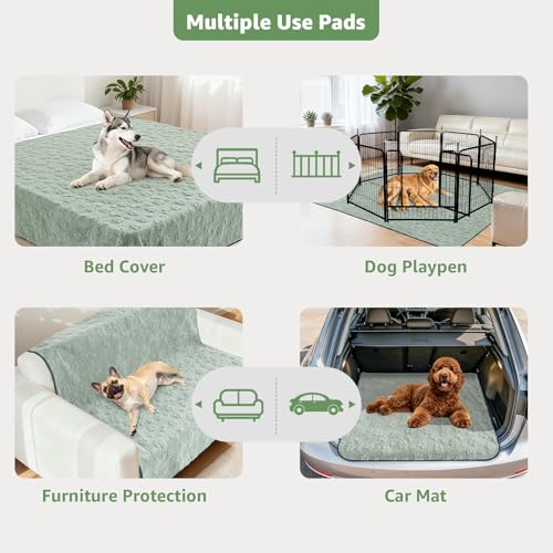Washable Pee Pads for Dogs (Green Dog Element / 36"x48"(Pack of 2))