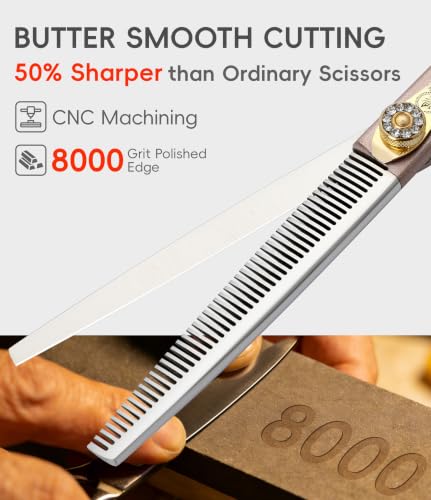 Professional Thinning Scissors for Dog Cat 7'' Pet Grooming Scissors 440C Stainless Steel Thinning Shears for Dogs 50 (Thinner / 7")