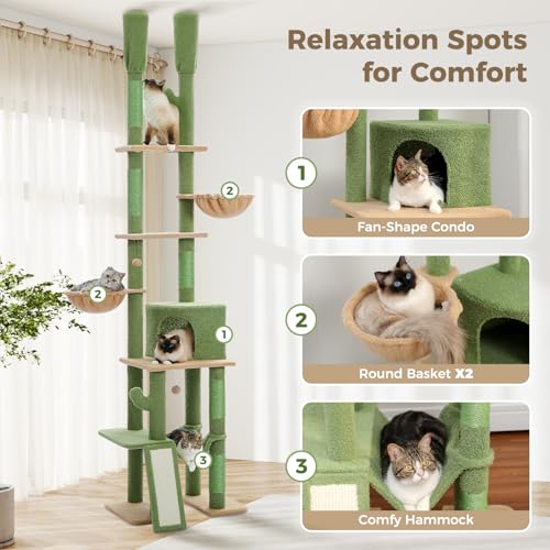 Adjustable Cactus Cat Tree 85 (Cactus / Dual Posts)