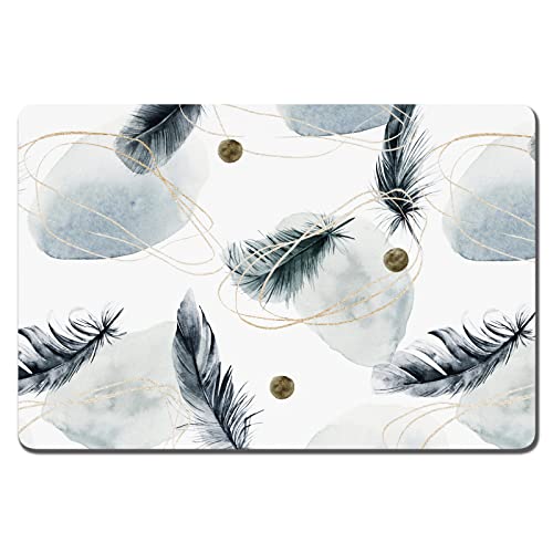 Dog Food Mat 12" x 19" Absorbent Dog Cat Bowl Mat for Food and Water (Abstract Art Plume / 12"L x 12"W)