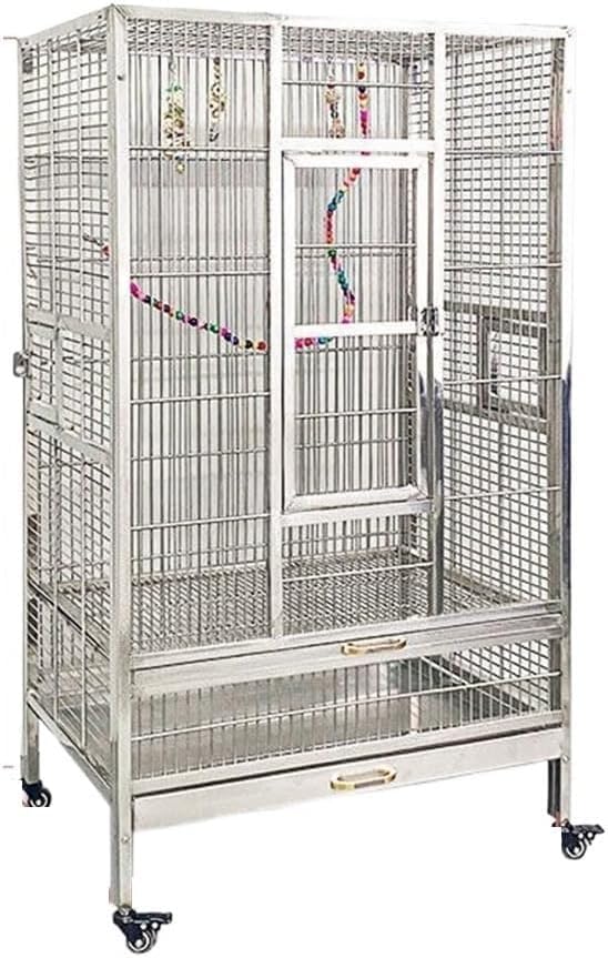 Stainless Steel Birdcage with Panoramic Space for Indoor Parrots