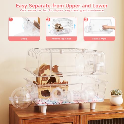 Hamster Cage 8 in 1 PET Transparent Habitat with All Accessories (Transparent)