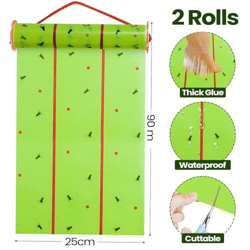 2 Pcs Giant Flypaper Fly Traps (Fluorescent Green)