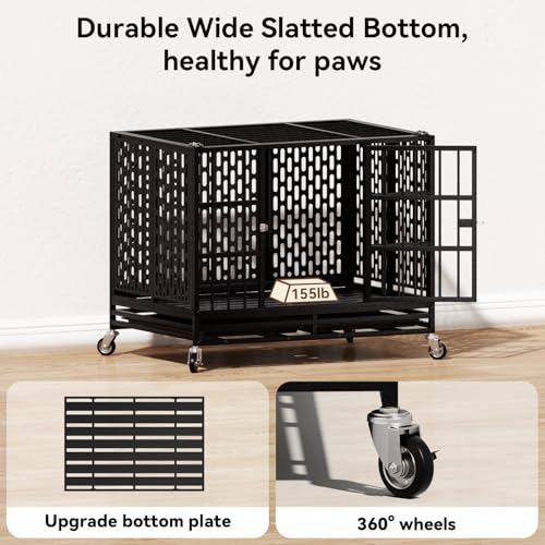 42 Inch Heavy Duty Dog Crate with Wheels (42.1"L x 28.9"W x 30.1"H)