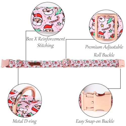 Christmas Pink Dog Collar Bowtie (Small (Pack of 1) / A:Santa Cane)