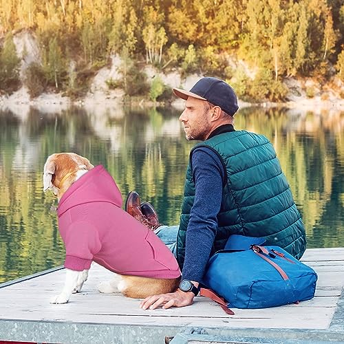 Dog Sweaters for Medium Dogs Dog Hoodie Dog Sweater Solid Soft Brushed Fleece Dog Clothes Dog Hoodie Sweatshirt with Pocket (Medium / Pink)