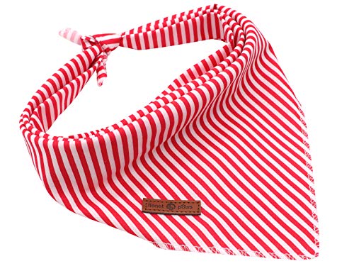 Dog Bandana for Small Medium Large Dogs (Red&White Stripe / Small (Pack of 1))