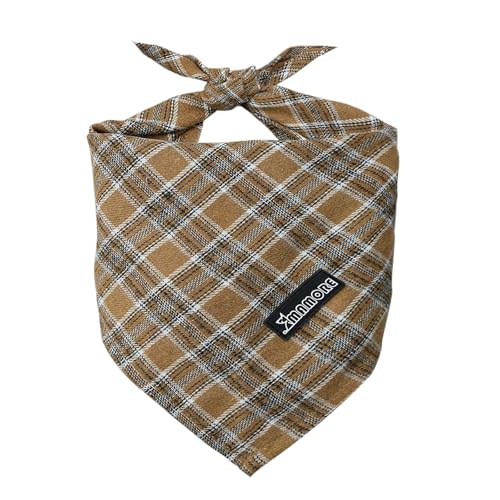 Adjustable Plaid Dog Bandanas (Dark Yellow / Small)