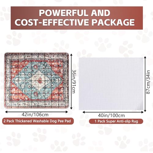 Washable Thickened Pee Pads for Dogs (36" x 42" (2 Pack, Thickened) / Red-2)