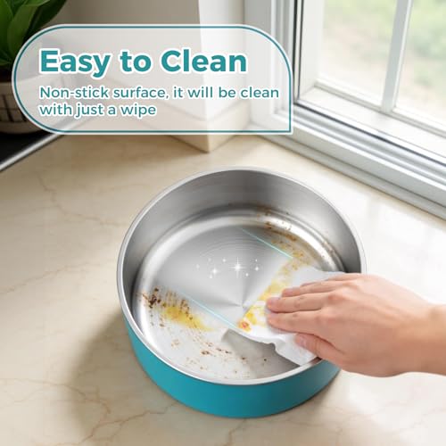 Dog Bowl Stainless Steel Food and Water Bowl (64 oz / Lake Blue)