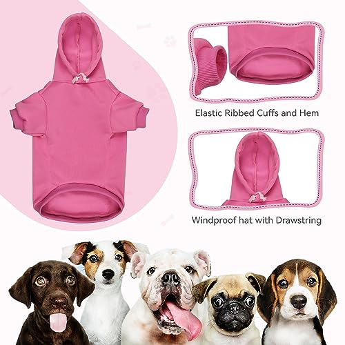 Dog Sweaters for Small Dogs Dog Hoodie Pet Sweater Solid Soft Brushed Fleece Pet Clothes Hoodie Sweatshirt with Pocket (Small / Pink)