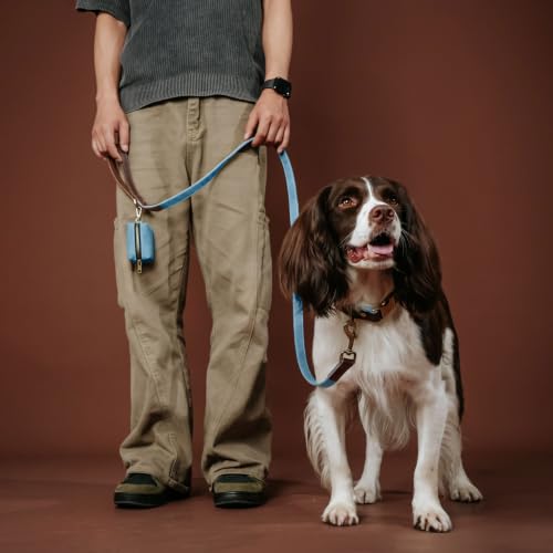 PU Leather Dog Collar for Large Dogs (Denim Blue / L: Neck 16-23", Width 1")
