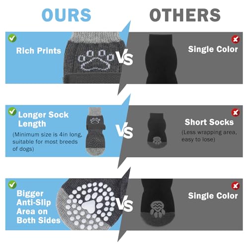 Anti Slip Dog Socks to Prevent Licking Paws for Hot (Grey Pearl Paw(Pack of 4) / X-Large)