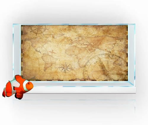 72X18IN Retro Old Travel World Map Terrarium Background (Map / 72X18in/180X45cm)