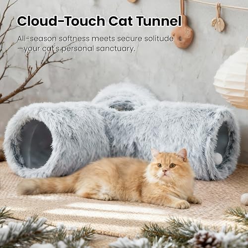 Plush Cat Tunnel (Light Grey / Small)