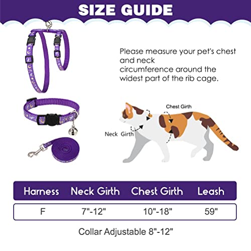 Cat Harness with Leash and Collar Set (Small / Purple)