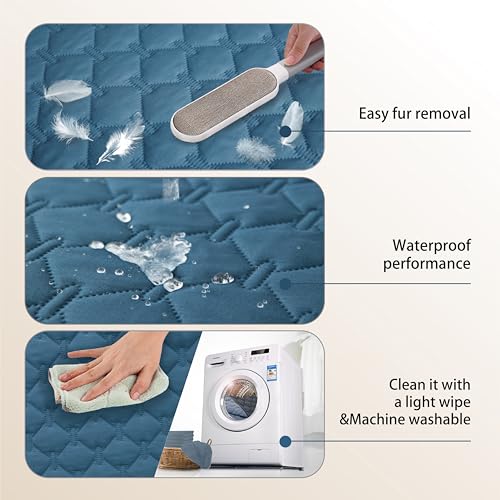Waterproof Dog Blankets for Large Dogs (82x82 Inch (Pack of 1) / Dark Blue)