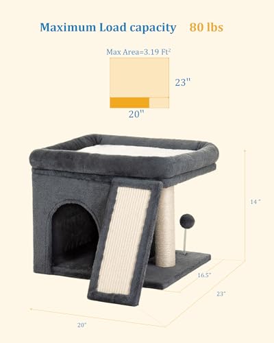 Cat Tree for Large Cats (L—14''Dark Grey)