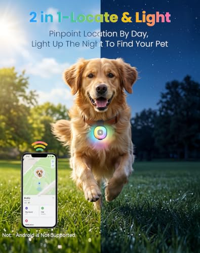 2-in-1 Dog Tracker GPS with LED Light, Pet GPS for Pets,Rechargeable (Black)