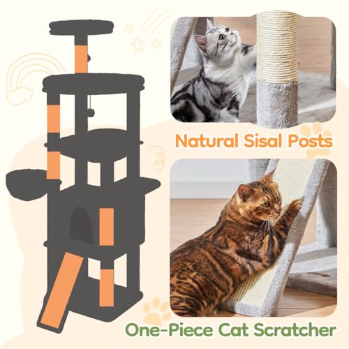 Cat Tree for Large Cats (Light Gray / 72 Inches)
