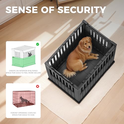 Dog House Resin Outdoor Dog Kennel with Ventilated Design (Black-B / 39.37*28.35*32.83 INCH)