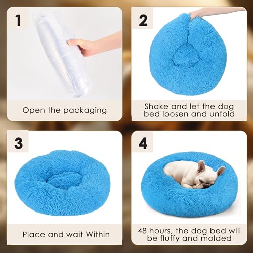 28in Large Dog Bed (Light Blue / 28.0"L x 28.0"W x 8.0"Th)