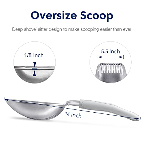 Cat Litter Scoop (Large / FLAT Aluminum \ #05 Grey Handle)