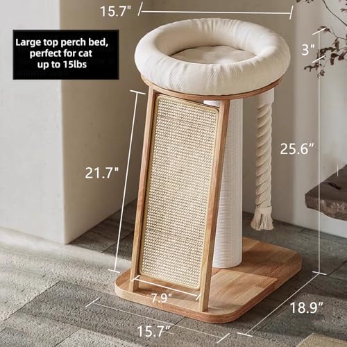 Modern Natural Wood Cute Multifunctional Cat Tree Tower Small
