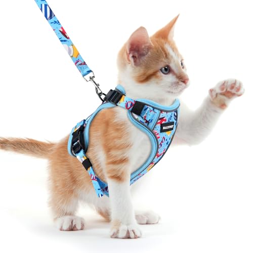 Cat Harness and Leash Set (H604 Pro Azure Blue / X-Small (4-6lb))