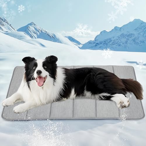 Dog Cooling Mat for Large Dogs (Grey / 35"L x 23"W x 0.8"H)