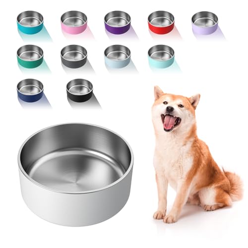 Dog Bowl Stainless Steel Food and Water Bowl (40 oz / White)
